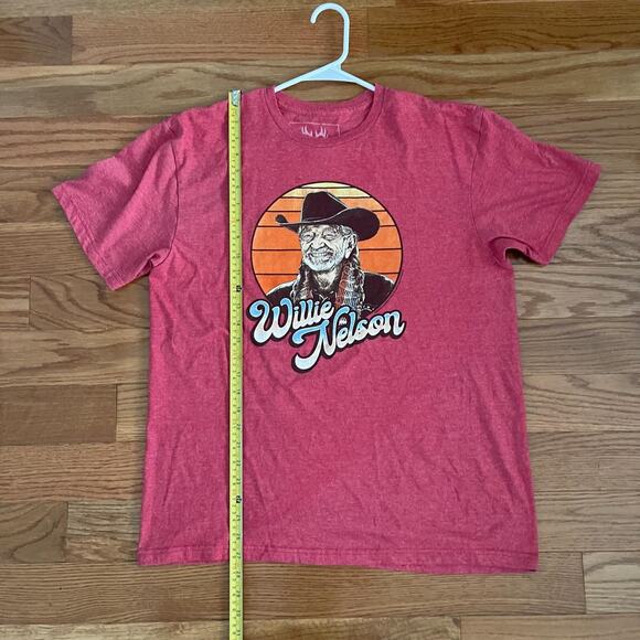 Buck Wear Willie Nelson Graphic T-Shirt Men Large Red Short Sleeve Crewneck - Picture 7 of 7